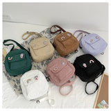 Small Canvas Crossbody Bags for Women Corduroy Shoulder Backpack