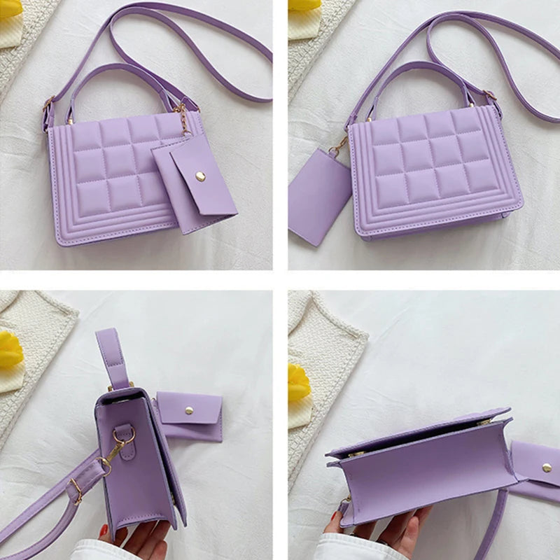 Women's Small Flap Shoulder Bag Candy PU Leather Totes Crossbody Handbag