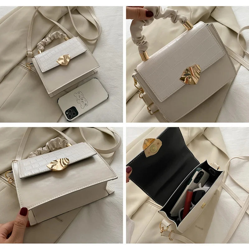 Stone Pattern Crossbody Bag Women Flap Shoulder Handbag PU Leather