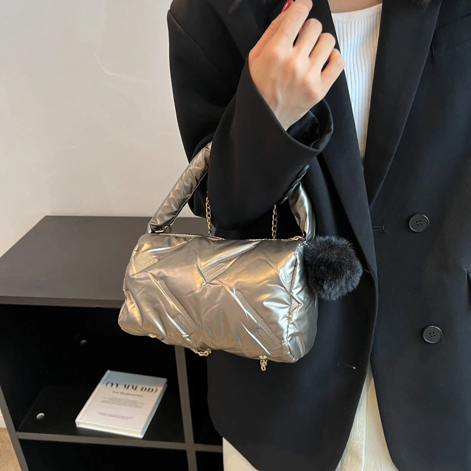 Small Quilted Shoulder Bag Women Crossbody Purse Winter Handbag