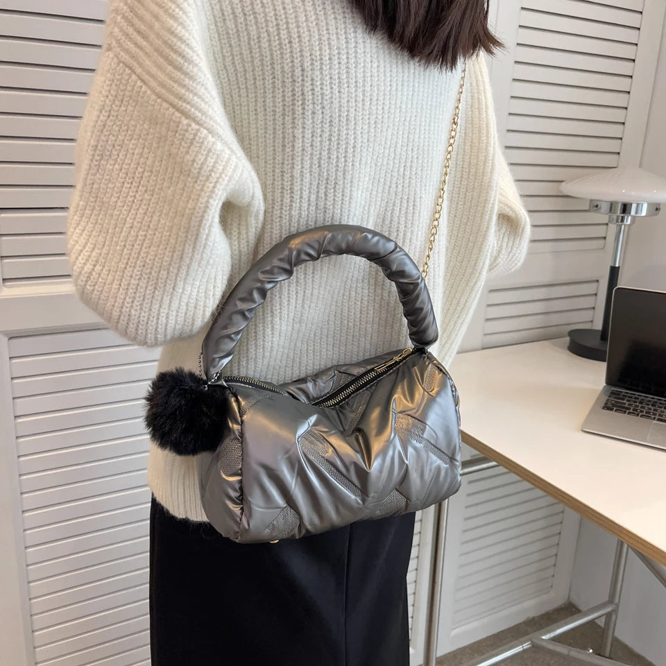 Small Quilted Shoulder Bag Women Crossbody Purse Winter Handbag