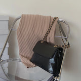 Women's Leather Chain Shoulder Bag Solid Crossbody Satchel