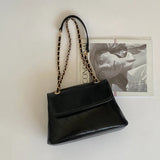 Women's Leather Chain Shoulder Bag Solid Crossbody Satchel