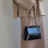 Women's Leather Chain Shoulder Bag Solid Crossbody Satchel