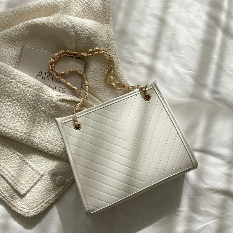 Women's Chain Strap PU Leather Shoulder Bag Square Crossbody Purses