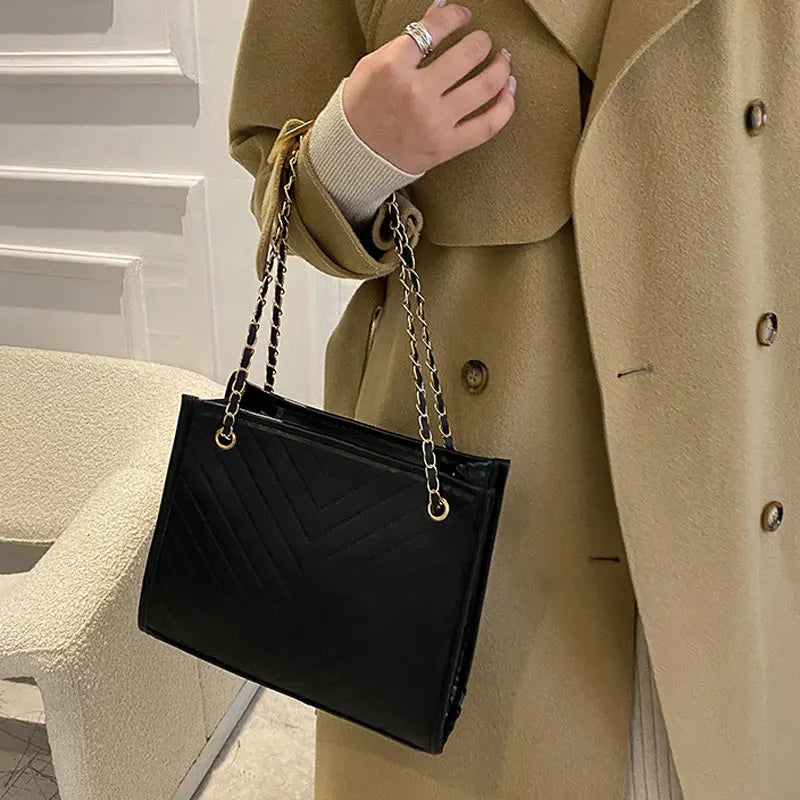 Women's Chain Strap PU Leather Shoulder Bag Square Crossbody Purses