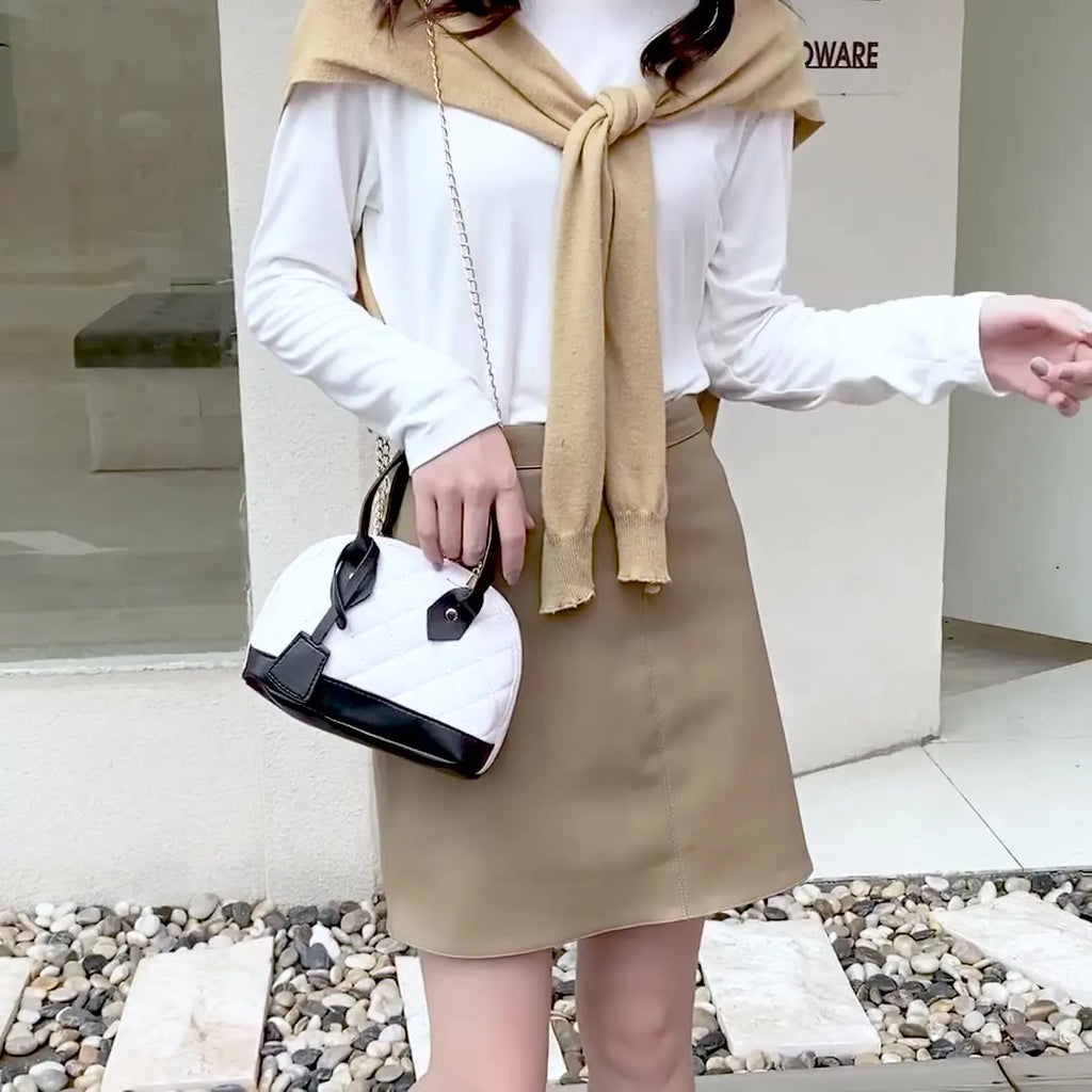 Leather Woven Crossbody Bag for Women