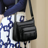 Braided Pocket Shoulder Bag PU Leather Clutch Totes
