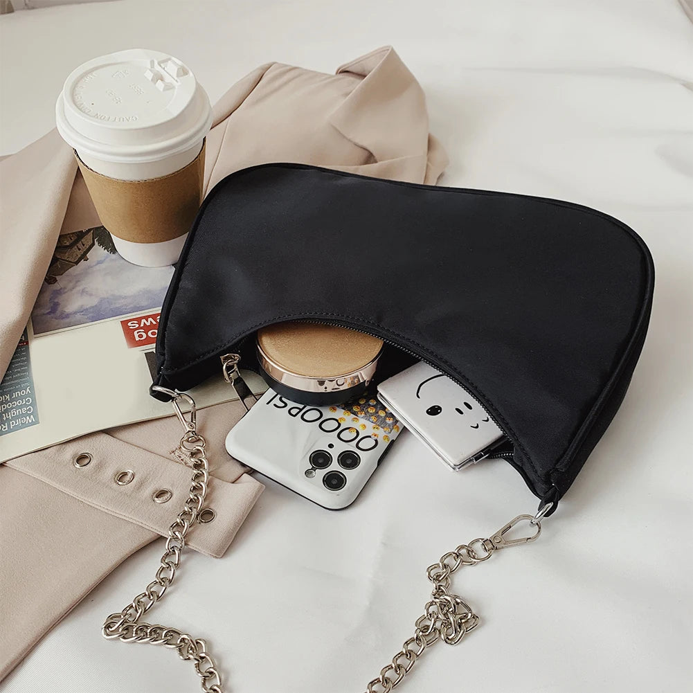 Solid Shoulder Purse Women Underarm Bag Ladies Top-handle Clutches