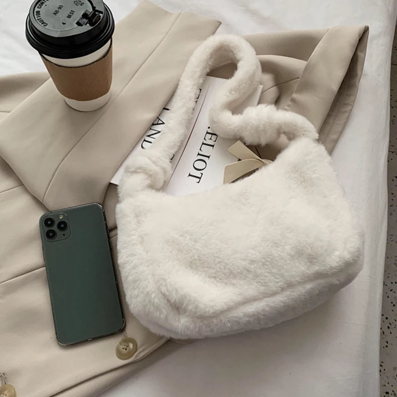 Soft Plush Shoulder Bag for Women Winter