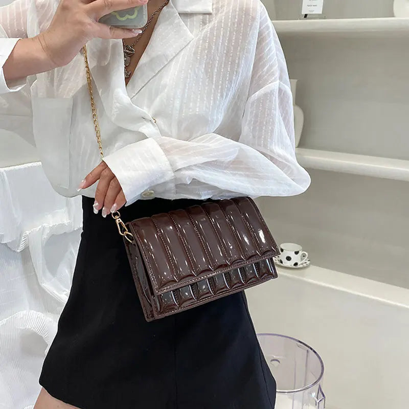 Small Chain Crossbody Bag PU Leather Shoulder Bag Summer Square Bag
