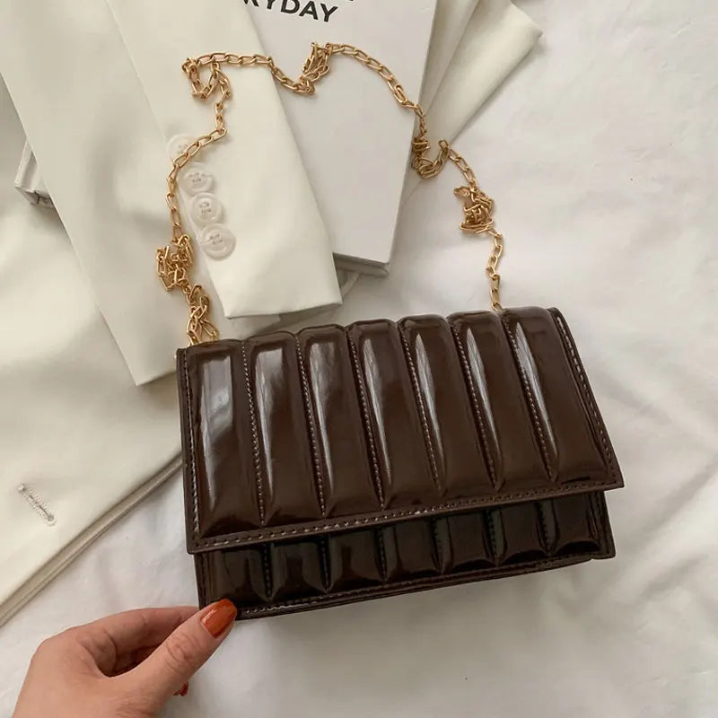 Small Chain Crossbody Bag PU Leather Shoulder Bag Summer Square Bag