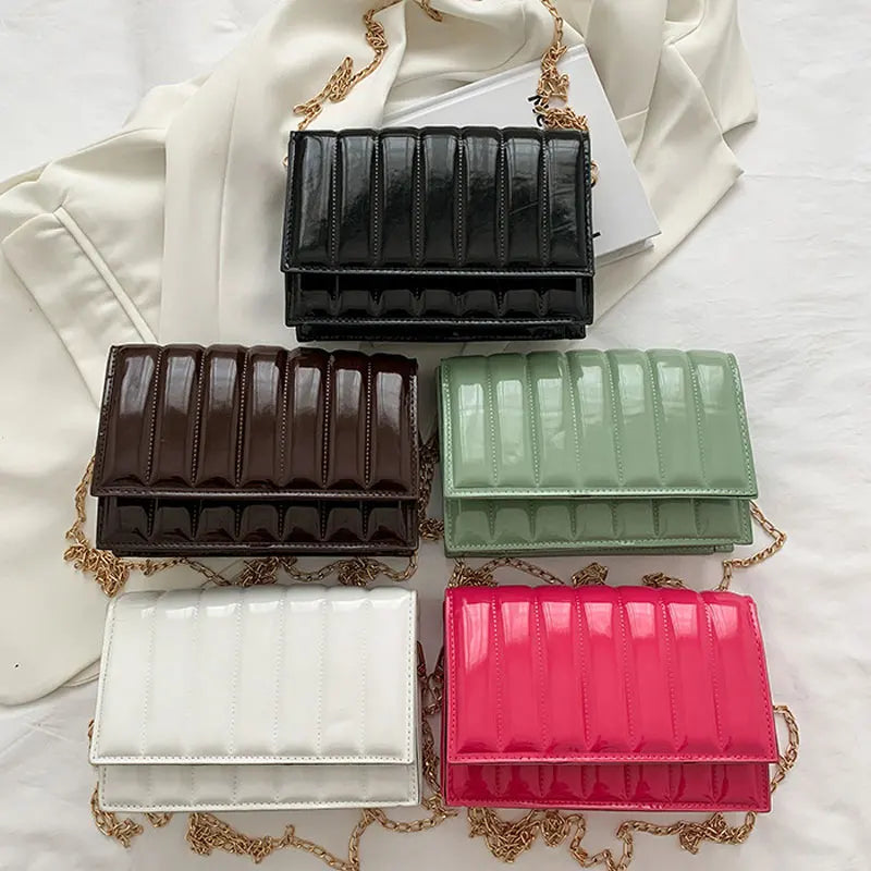 Small Chain Crossbody Bag PU Leather Shoulder Bag Summer Square Bag