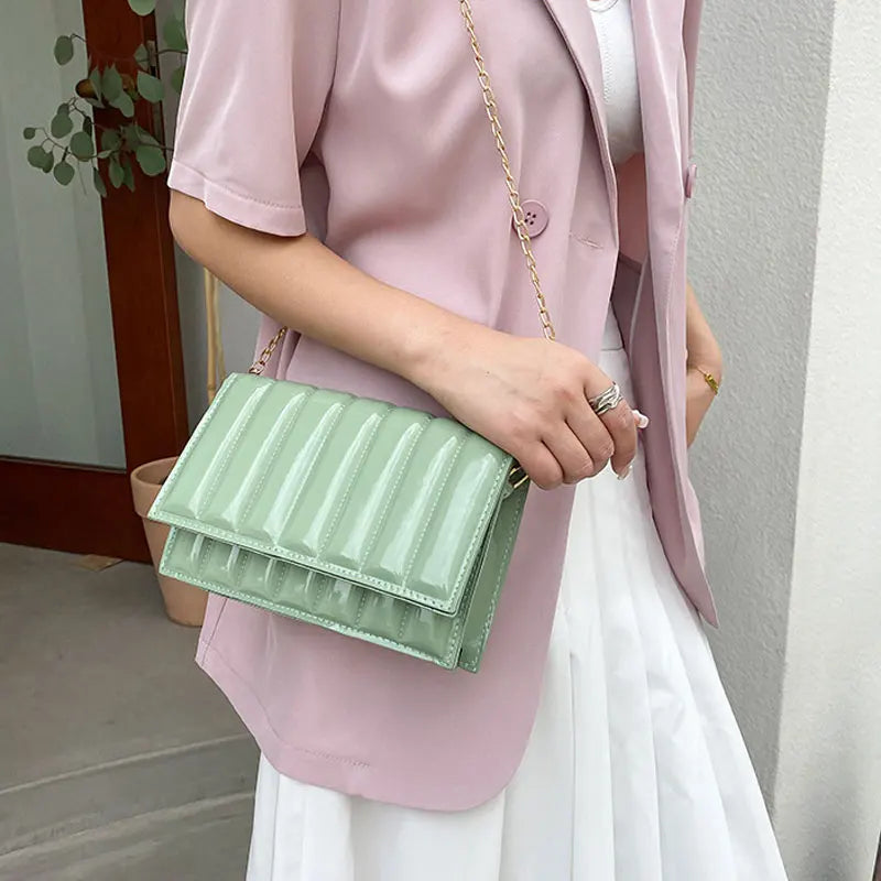 Small Chain Crossbody Bag PU Leather Shoulder Bag Summer Square Bag