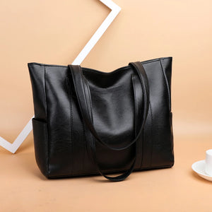 Solid Top-handle Bag Autumn PU Leather Shoulder Bags Satchel Portable