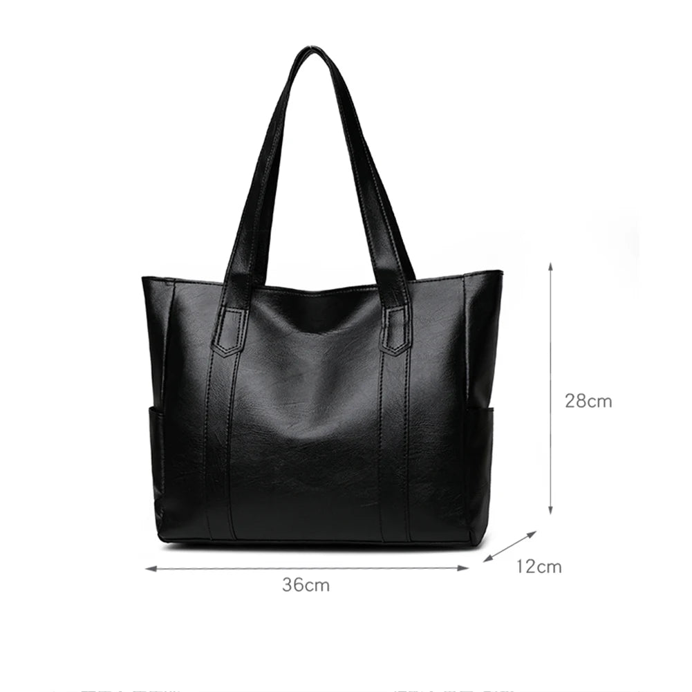 Solid Top-handle Bag Autumn PU Leather Shoulder Bags Satchel Portable
