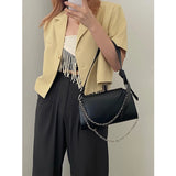 Solid Women Chain Shoulder Bags High PU Leather Ladies Underarm Bag