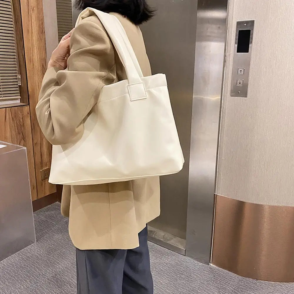 Solid Women Large Capacity Underarm Shoulder Handbags Totes Casual PU Leather