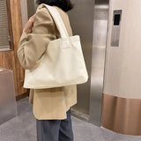 Solid Women Large Capacity Underarm Shoulder Handbags Totes Casual PU Leather