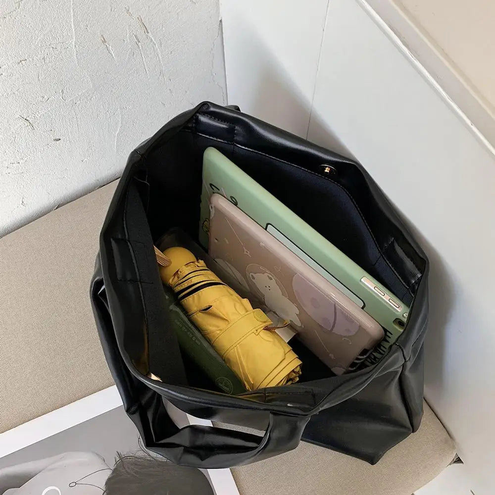 Solid Women Large Capacity Underarm Shoulder Handbags Totes Casual PU Leather