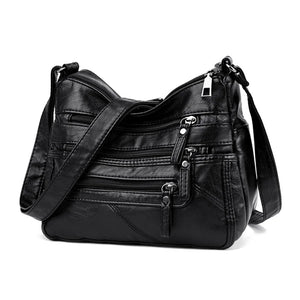 Casual Women PU Crossbody Bag with Multi-zipper Mother Top-handle Handbags
