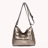Casual Women PU Crossbody Bag with Multi-zipper Mother Top-handle Handbags
