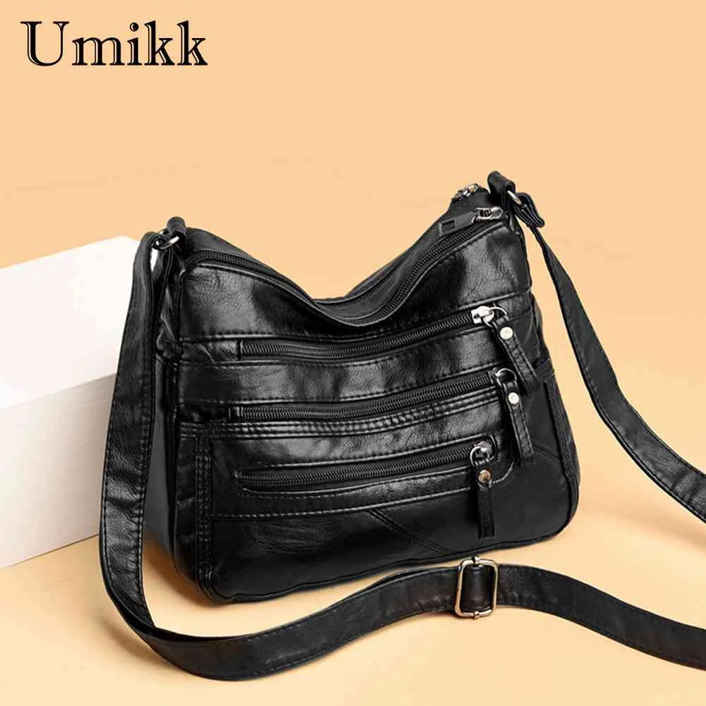 Casual Women PU Crossbody Bag with Multi-zipper Mother Top-handle Handbags
