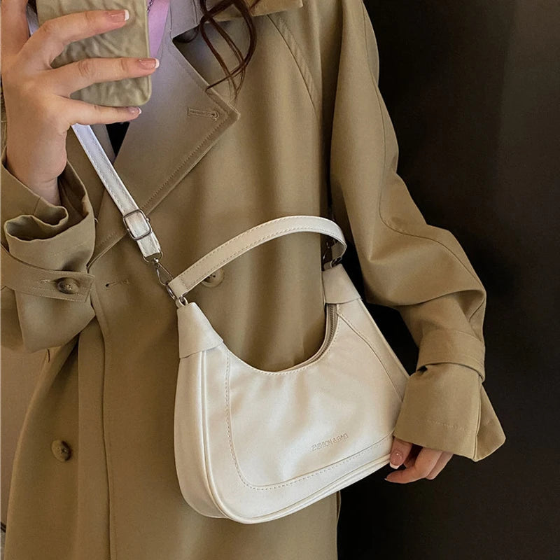 Solid Shoulder Bag Style Handbags Detachable Strap Crossbody Bags