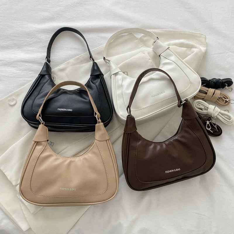 Solid Shoulder Bag Style Handbags Detachable Strap Crossbody Bags