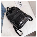 Quilted Fluffy Women Backpack Winter School Bag Lady Nylon Padded Bag