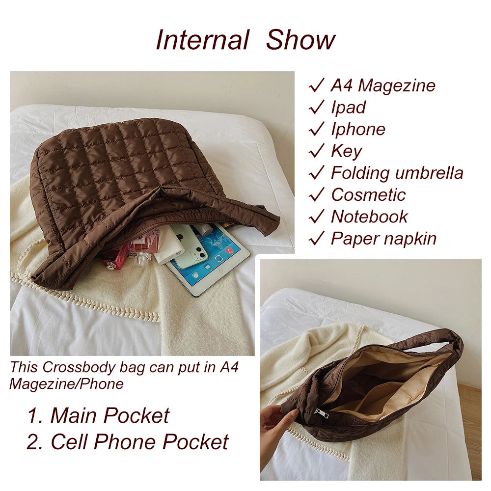 Green Space Pad Cotton Crossbody Bag Soft Fluffy Shoulder Bag