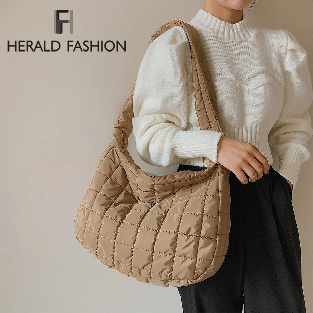 Green Space Pad Cotton Crossbody Bag Soft Fluffy Shoulder Bag