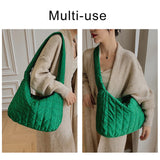 Green Space Pad Cotton Crossbody Bag Soft Fluffy Shoulder Bag