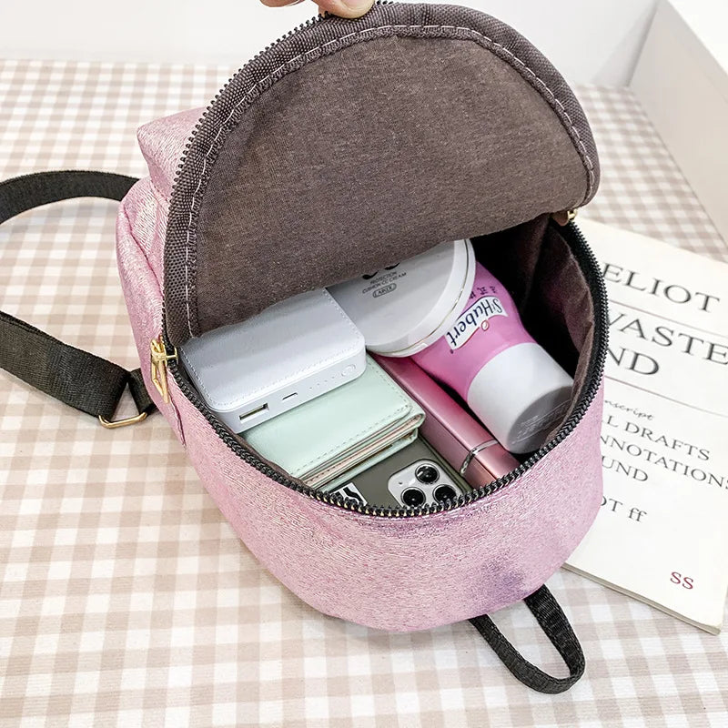 Sparkles Mini PU Leather Backpack for Girls - Pink