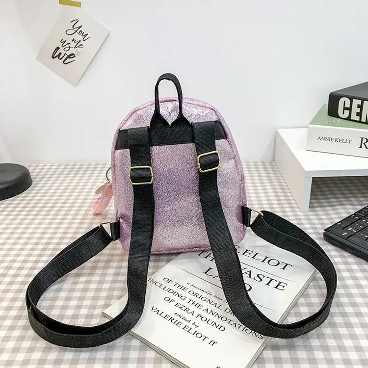 Sparkles Mini PU Leather Backpack for Girls - Pink