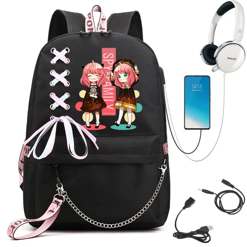 Spy x Family Backpack Anya Forger Anime School Bag for Teenagers