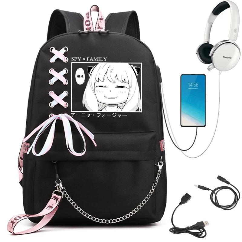 Spy x Family Backpack Anya Forger Anime School Bag for Teenagers