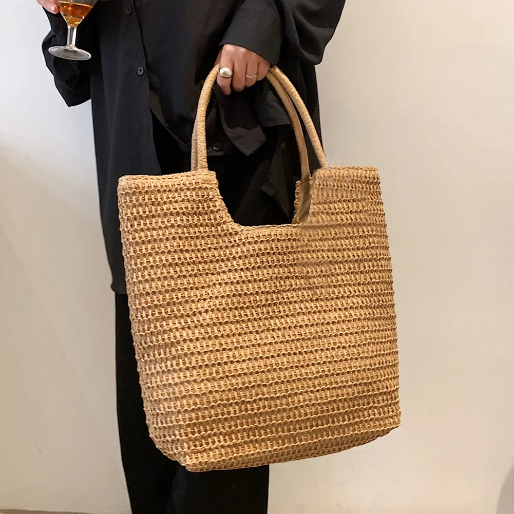 Straw Beach Women Shoulder Bag Woven Boho Summer Tote Shopper Bag