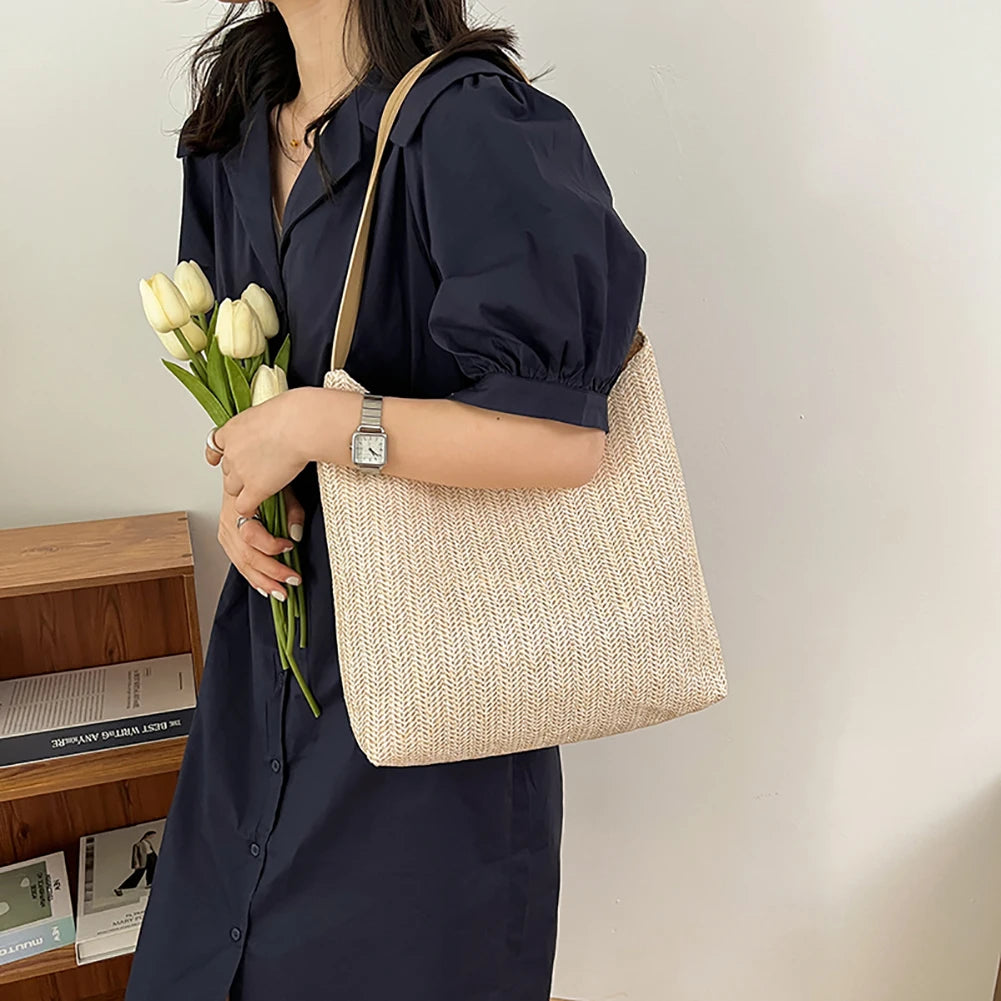 Straw Women Handbag Vacation Tote Bag Large-capacity Shoulder Bags