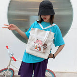 Cartoon Print Canvas Shoulder Schoolbag for Girls