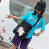 Cartoon Print Canvas Shoulder Schoolbag for Girls