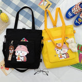 Cartoon Print Canvas Shoulder Schoolbag for Girls