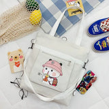 Cartoon Print Canvas Shoulder Schoolbag for Girls