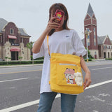 Cartoon Print Canvas Shoulder Schoolbag for Girls
