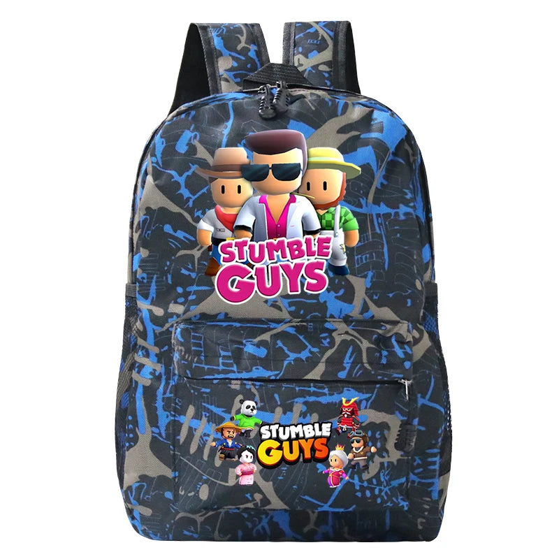 Stumble Guys Backpacks Student School Folding Bag Large Capacity