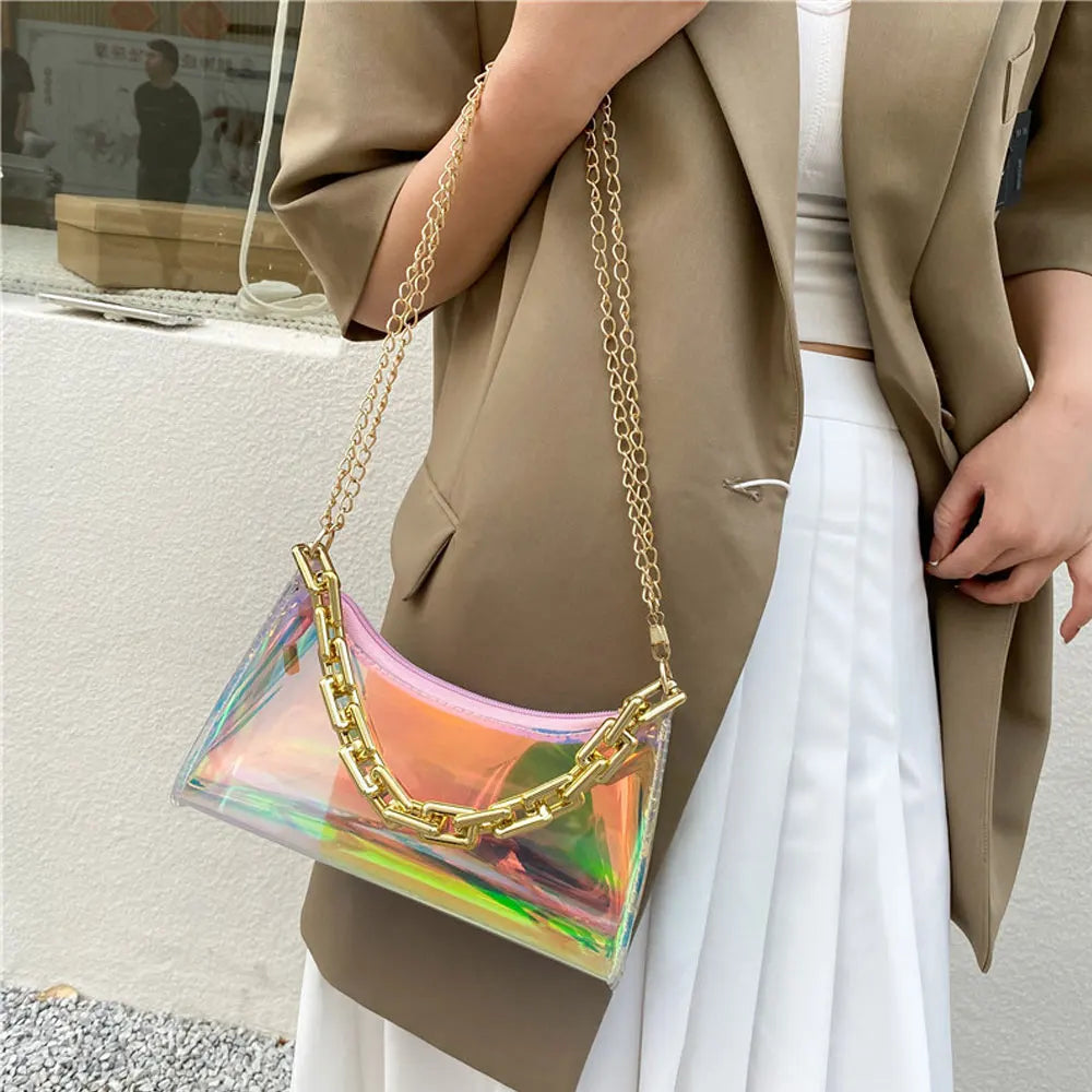 Transparent PVC Crossbody Bag Jelly Chain Shoulder Bags
