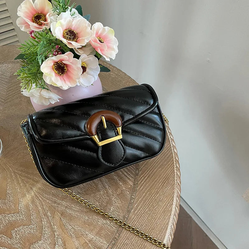 Solid Flap Shoulder Crossbody Bag for Women