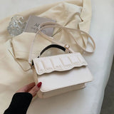 Solid Shoulder Bag for Women Pleated Style Crossbody Chain Purse