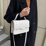 Solid Shoulder Bag for Women Pleated Style Crossbody Chain Purse