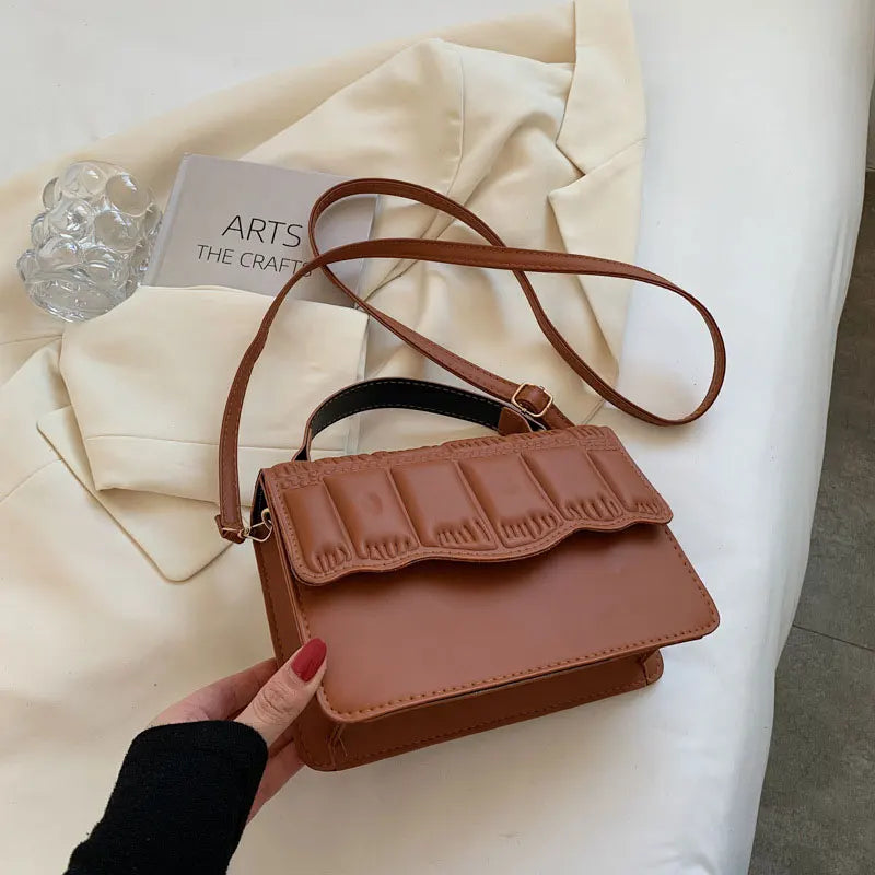 Solid Shoulder Bag for Women Pleated Style Crossbody Chain Purse